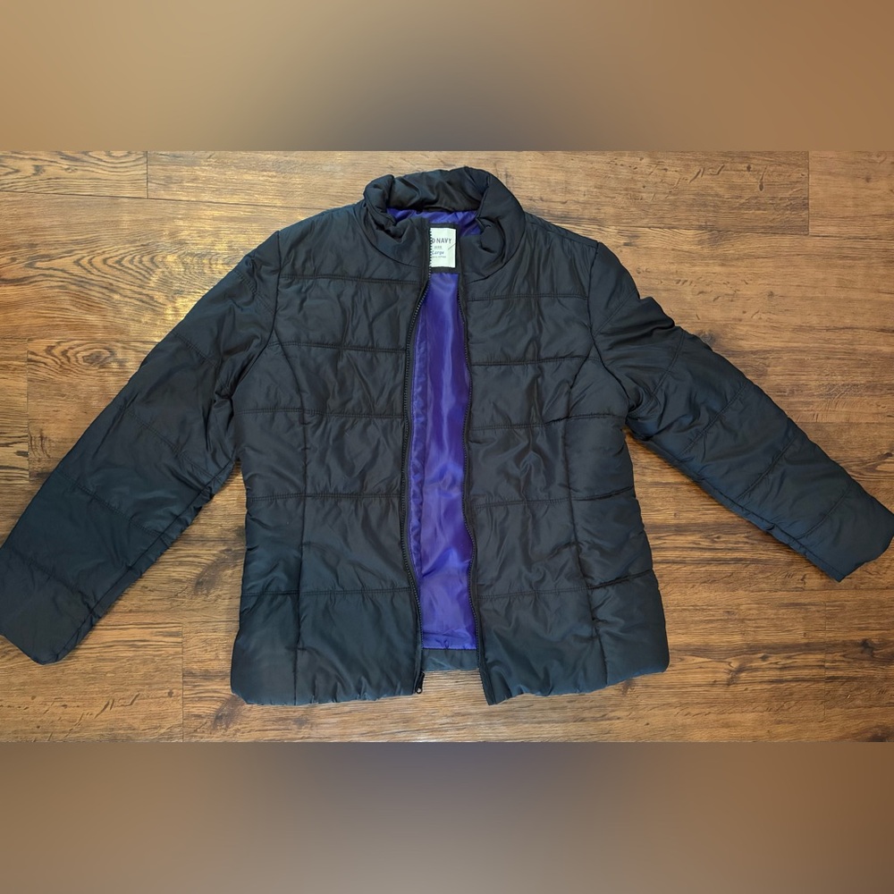 Old Navy Black Jacket with Purple Interior
